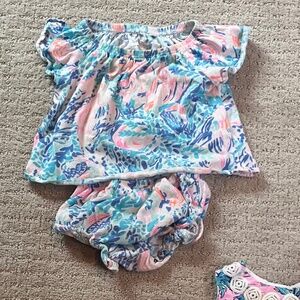 VGUC Lilly Pulitzer baby Tabitha bloomers and tshirt set size 6-12 mos